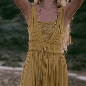 Free People Santa Maria Maxi Dress - S - Mossy Gold